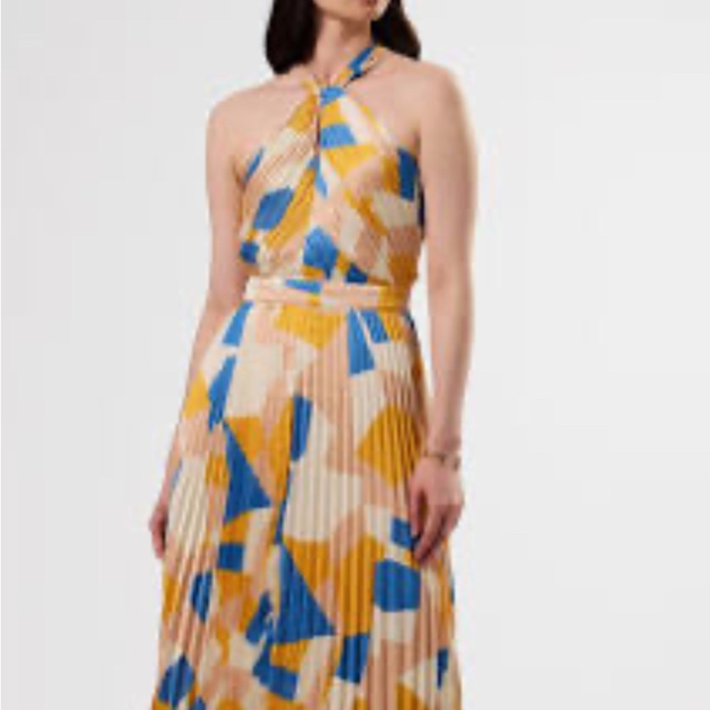 Amour Vert Sonia Indigo Pleat Dress